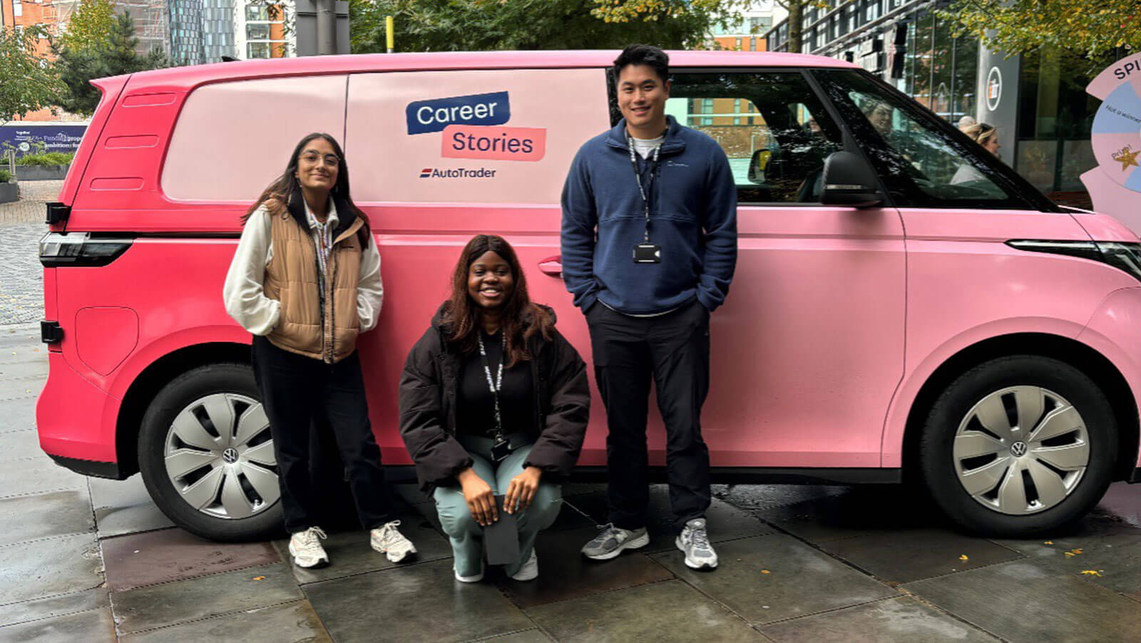 "Picture early career graduates with the Autotrader Career Stories van"
